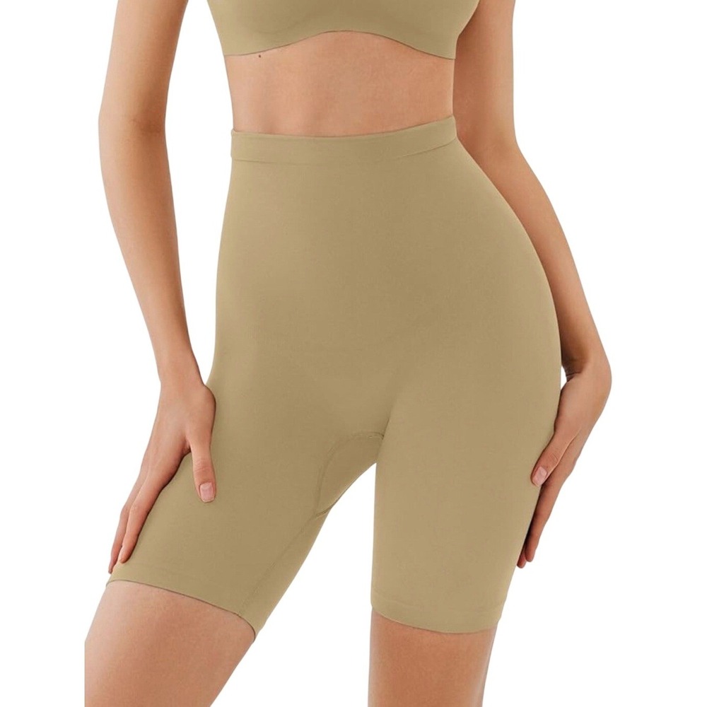 Women High Waist Seamless Body Shaper Panties Tummy Control Shapewear Beige SZ S